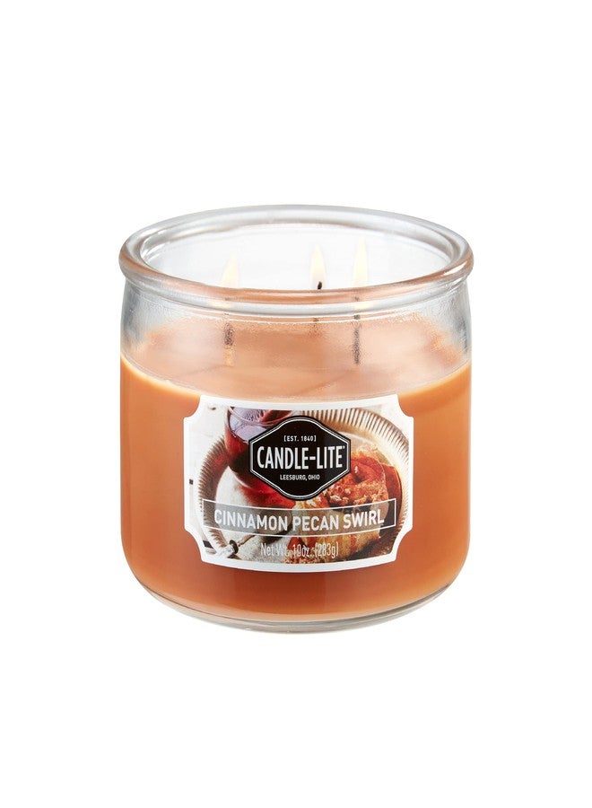CANDLE-LITE Essentials 3-Wick 10-Ounce Terrace Jar Candle, Cinnamon Pecan Swirl - Image 1